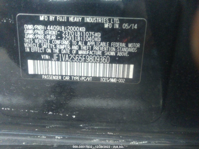 JF1VA2S65F9809360 Subaru Wrx Sti