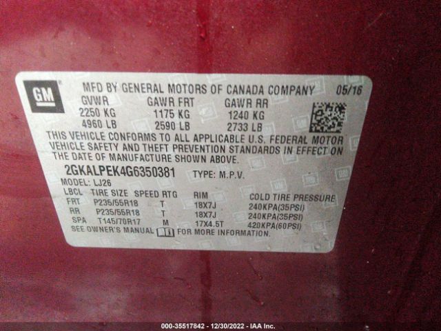 2GKALPEK4G6350381 GMC Terrain Slt