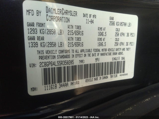 2C8GP64L55R350205 Chrysler Town & Country Limited