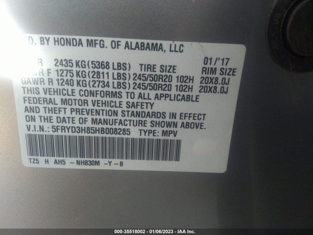 Acura Mdx W/advance Pkg 2017 5FRYD3H85HB008285 Image 10