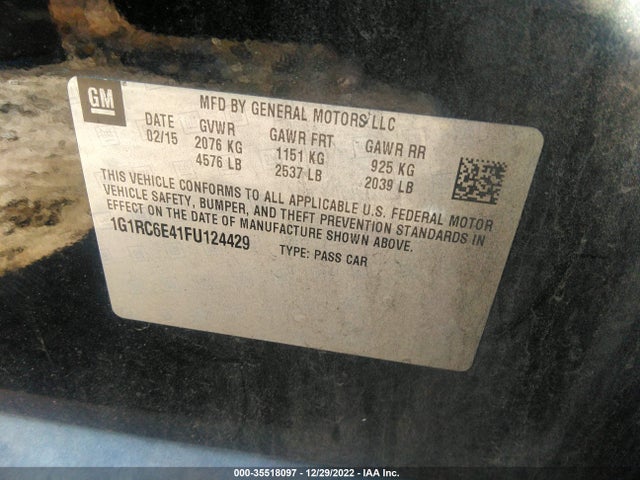 Chevrolet Volt 2015 1G1RC6E41FU124429 Image 10