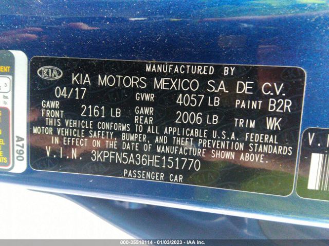 3KPFN5A36HE151770 KIA Forte5 Sx