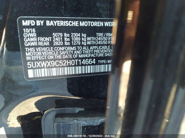 2017 BMW X3, VIN: 5UXWX9C52H0T14664