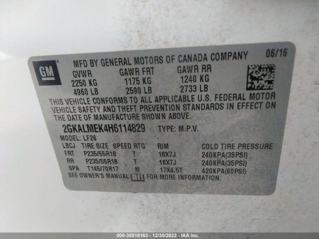 2GKALMEK4H6114829 GMC Terrain Sle