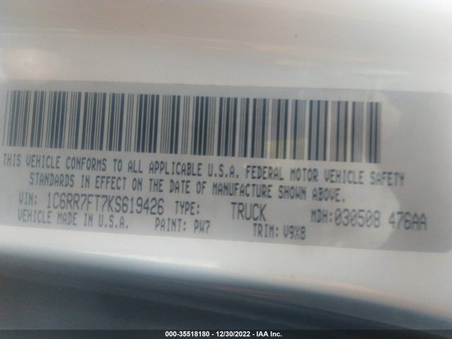 2019 Ram 1500, VIN: 1C6RR7FT7KS619426
