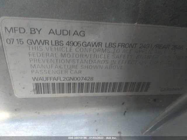 WAUFFAFL2GN007428 Audi A4 Premium Plus
