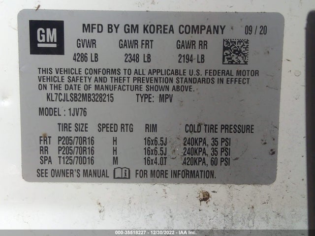 Chevrolet Trax Lt 2021 KL7CJLSB2MB328215 Image 9