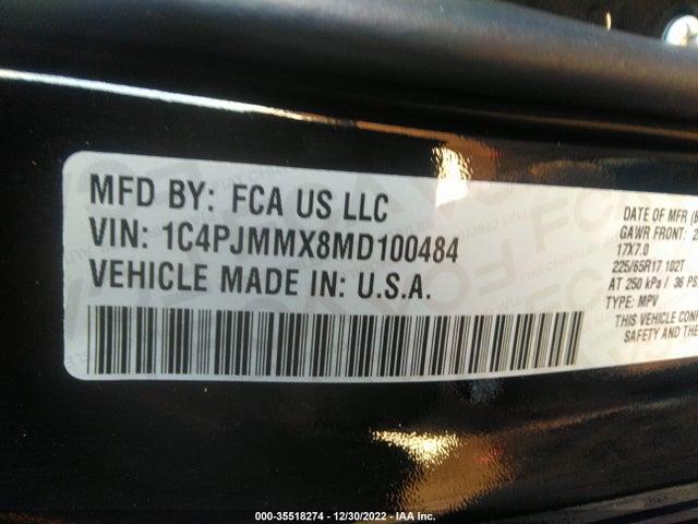 2021 Jeep Cherokee, VIN: 1C4PJMMX8MD100484