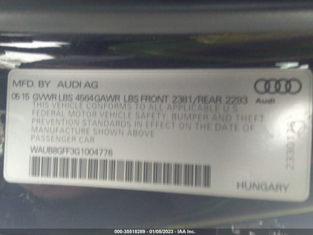 WAUB8GFF3G1004776 Audi A3 2.0t Premium