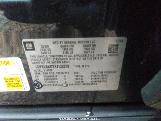 GMC ACADIA SLT 2015 1GKKVSKDXFJ128758 Image 9