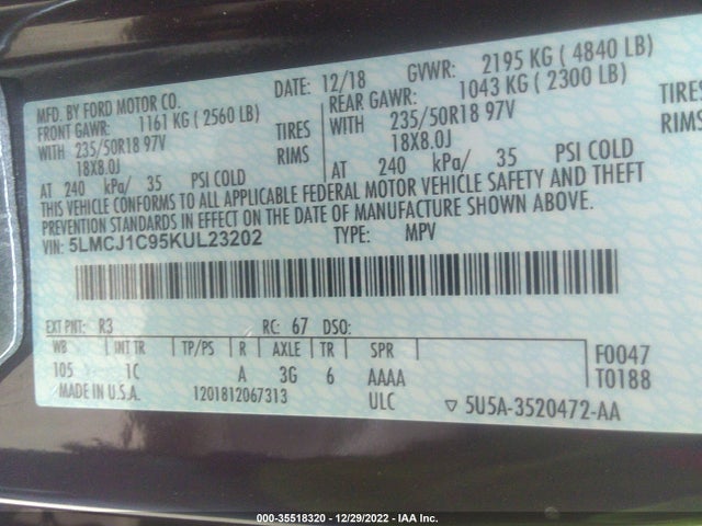 Lincoln Mkc Standard 2019 5LMCJ1C95KUL23202 Image 9