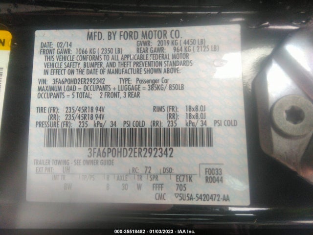 Ford FUSION SE 2014 3FA6P0HD2ER292342 Image 9