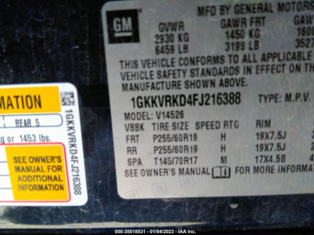 1GKKVRKD4FJ216388 GMC ACADIA SLT