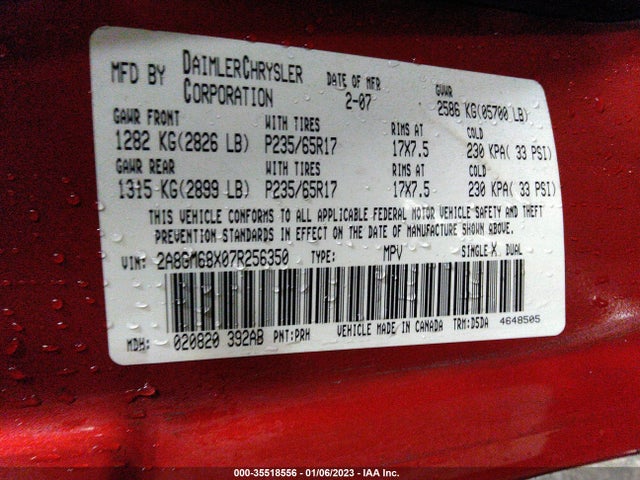 Chrysler Pacifica Touring 2007 2A8GM68X07R256350 Image 11