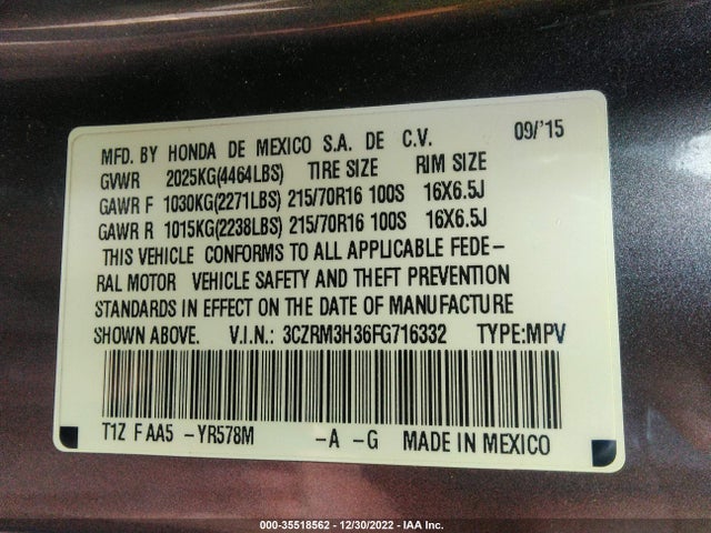 Honda CR-V LX 2015 3CZRM3H36FG716332 Image 10
