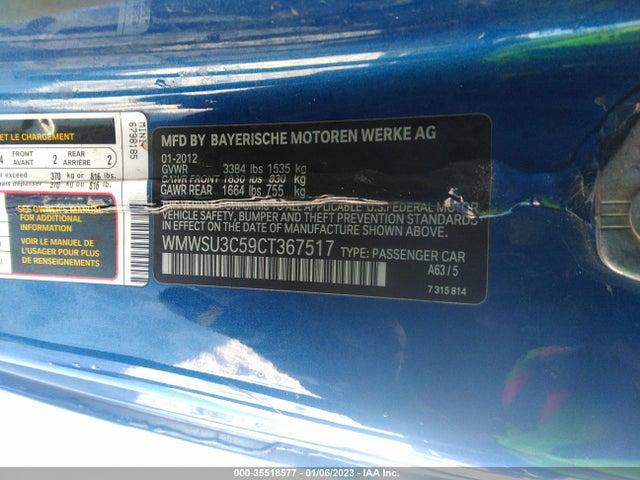 WMWSU3C59CT367517 Mini COOPER HARDTOP