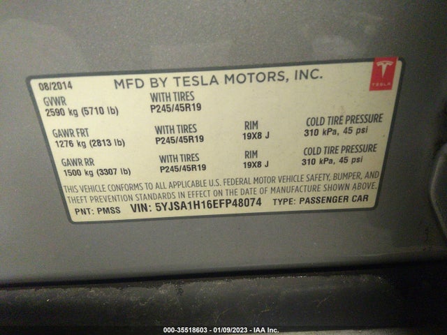 Tesla MODEL S 2014 5YJSA1H16EFP48074 Image 10