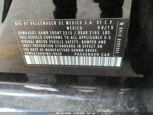 2015 Volkswagen Golf, VIN: 3VWCA7AU0FM518536