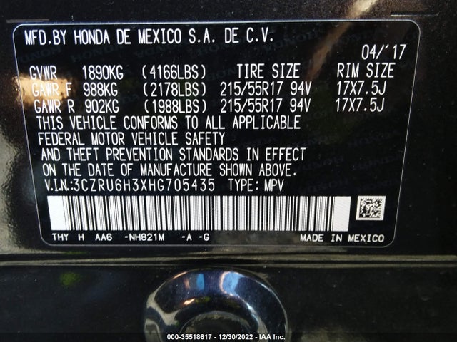 Honda HR-V LX 2017 3CZRU6H3XHG705435 Image 9