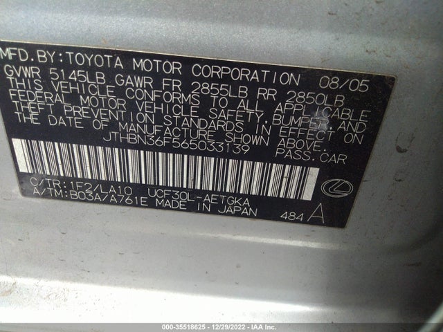 Lexus LS 430 2006 JTHBN36F565033139 Image 10