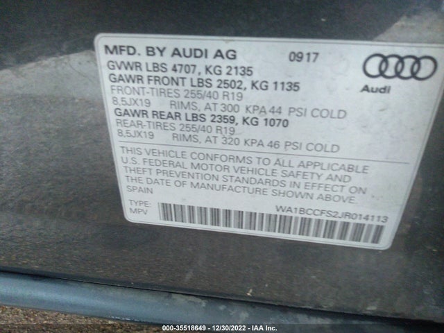 WA1BCCFS2JR014113 Audi Q3 Premium/sport Premium