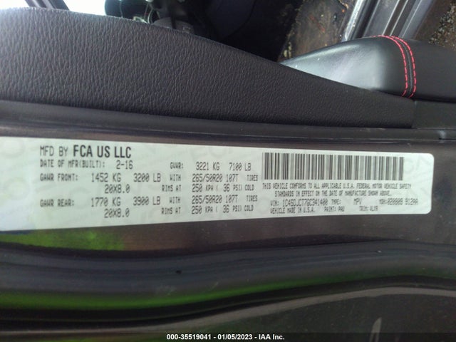 2016 Dodge Durango, VIN: 1C4SDJCT7GC341400
