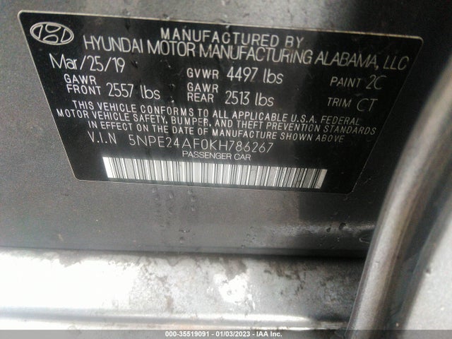 Hyundai SONATA SE 2019 5NPE24AF0KH786267 Image 9