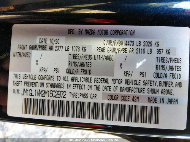 2021 Mazda 6, VIN: JM1GL1VM2M1602972