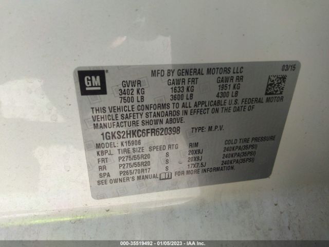 1GKS2HKC6FR620398 GMC Yukon Xl Slt