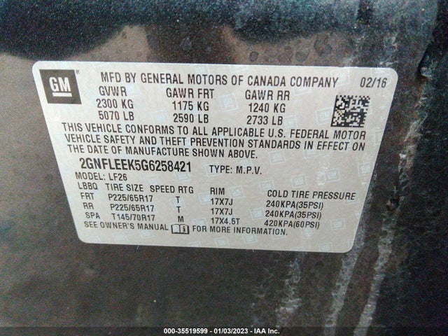 Chevrolet EQUINOX LS 2016 2GNFLEEK5G6258421 Image 10