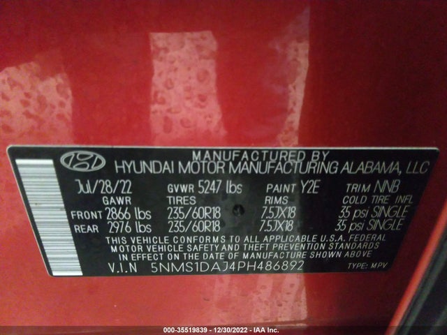 2023 Hyundai Santa Fe, VIN: 5NMS1DAJ4PH486892