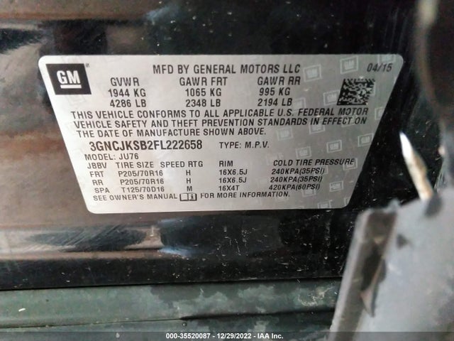 Chevrolet TRAX LS 2015 3GNCJKSB2FL222658 Image 10