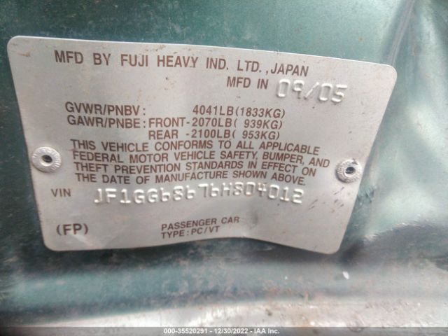 JF1GG68676H804012 Subaru Impreza Wagon Outback Sport