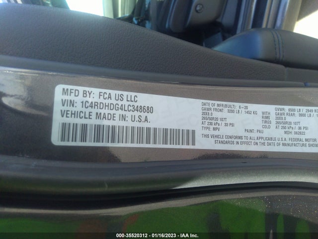 2020 Dodge Durango, VIN: 1C4RDHDG4LC348680