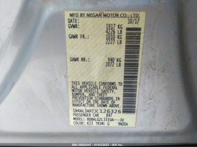 1N4AL3AP2JC126326 Nissan Altima 2.5 S
