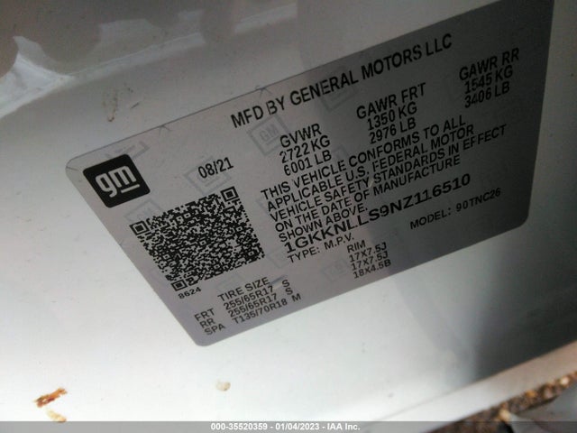 2022 GMC Acadia, VIN: 1GKKNLLS9NZ116510