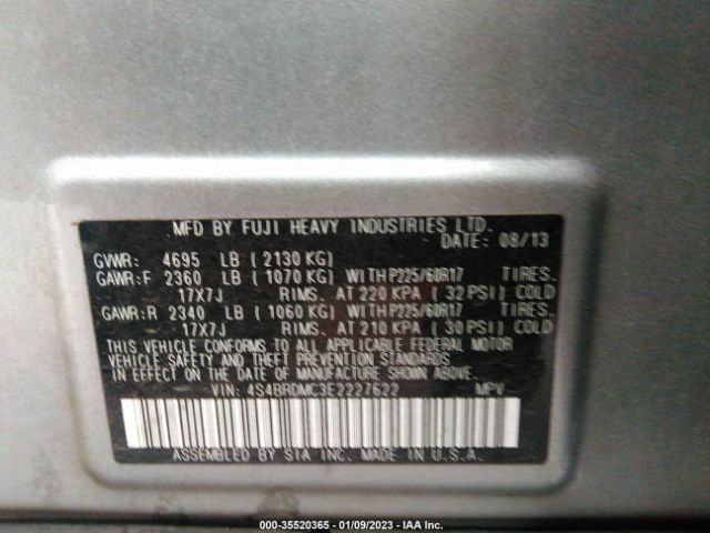 4S4BRDMC3E2227622 Subaru Outback 3.6r Limited