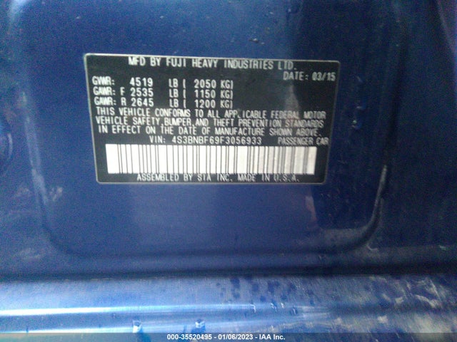 2015 Subaru Legacy, VIN: 4S3BNBF69F3056933