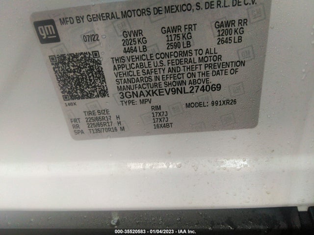 Chevrolet EQUINOX LT 2022 3GNAXKEV9NL274069 Image 9