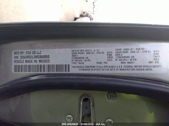 2021 Ram 2500, VIN: 3C6UR5DL3MG660650