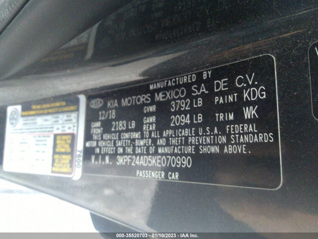 2019 Kia Forte, VIN: 3KPF24AD5KE070990