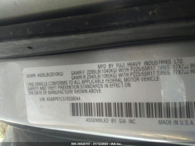 4S4BP61C576338044 Subaru Legacy Wagon Outback