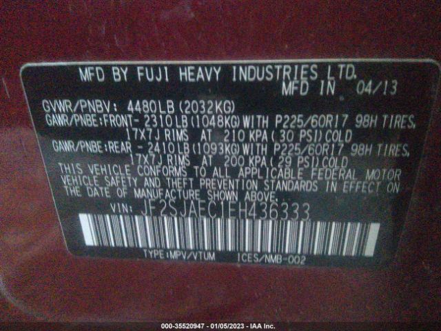 JF2SJAEC1EH436333 Subaru Forester 2.5i Premium