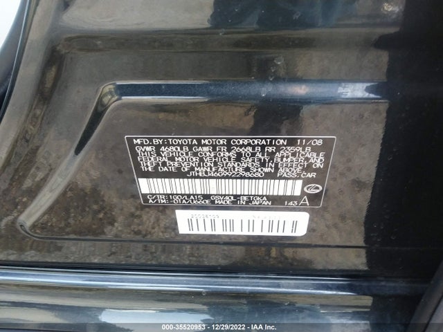 Lexus ES 350 2009 JTHBJ46G992298680 Image 10