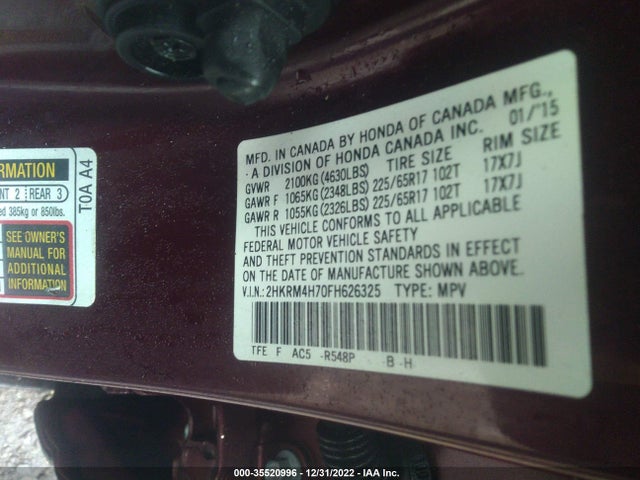 2015 Honda CR-V, VIN: 2HKRM4H70FH626325