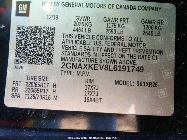 Chevrolet EQUINOX LT 2020 2GNAXKEV8L6191749 Image 10