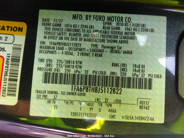 2018 Ford Mustang, VIN: 1FA6P8TH8J5112822