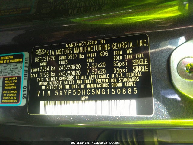2021 Kia Telluride, VIN: 5XYP5DHC5MG150885