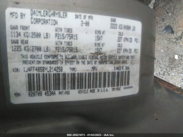 1J4FF48S8YL214258 Jeep Cherokee Sport
