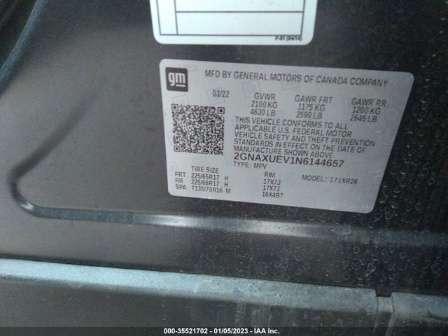 Chevrolet EQUINOX LT 2022 2GNAXUEV1N6144657 Image 9